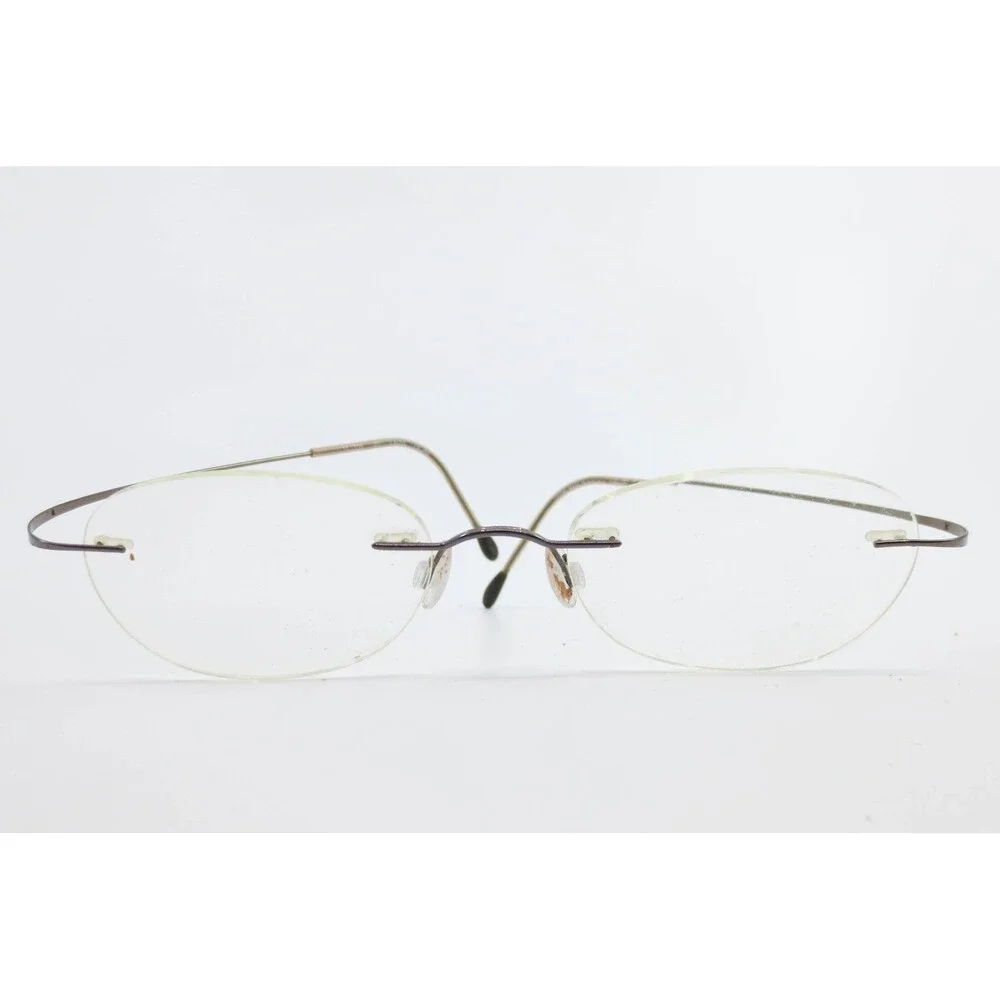 Silhouette Titan Minimal Art 7610 Rimless Oval Eyeglasses Purple Gold 50 19 150